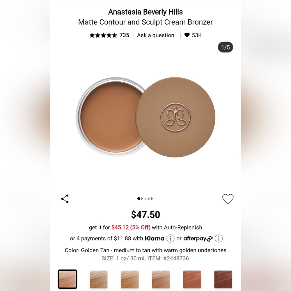 Anastasia cream bronzer